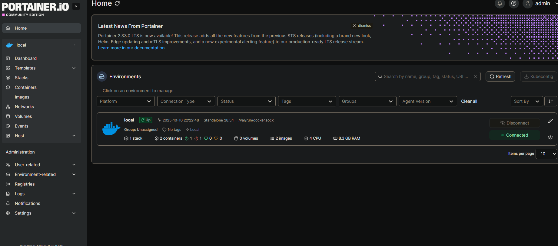 Portainer Dashboard